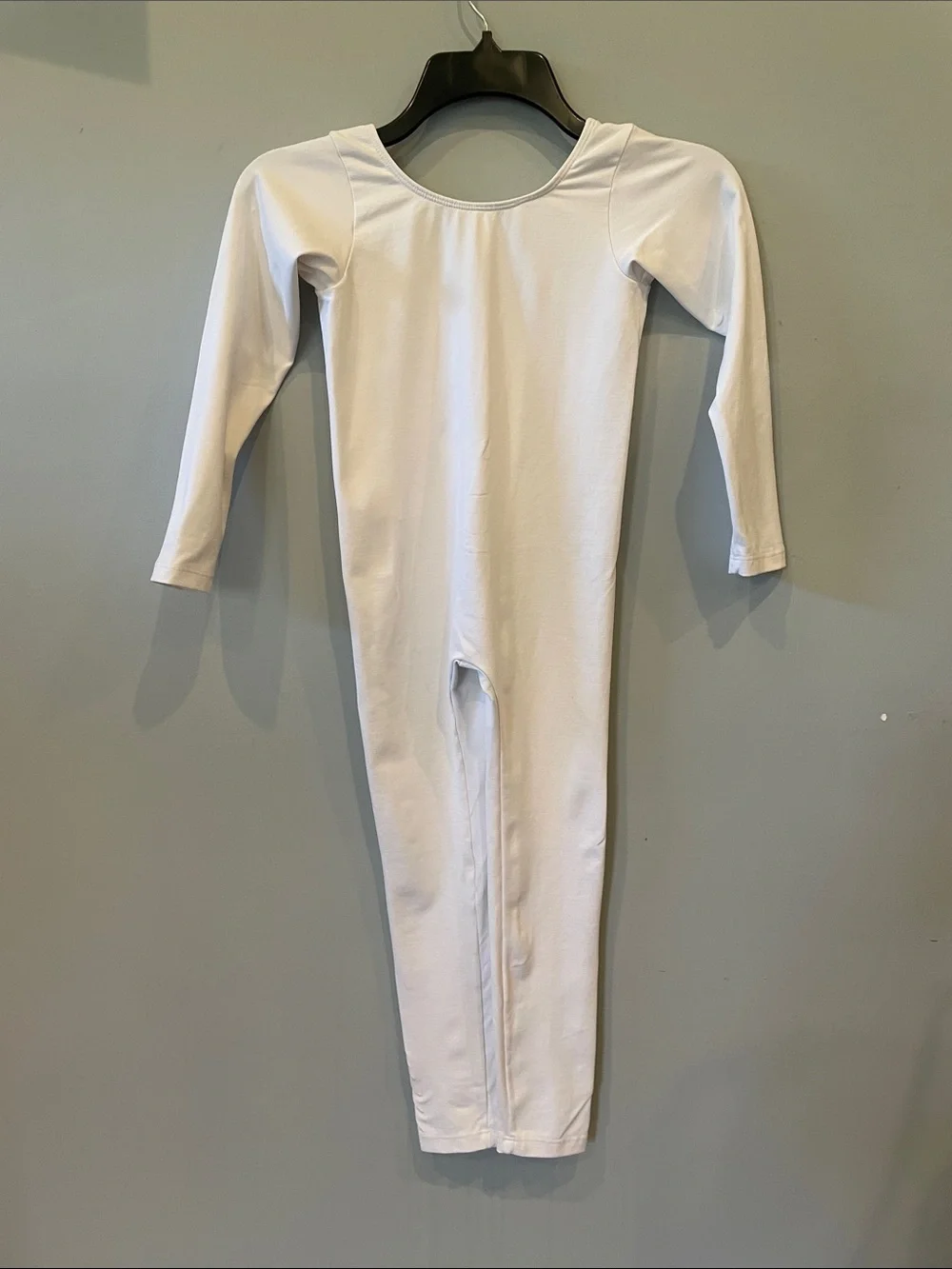 Kids White Long Sleeve One-Piece Body Suit eurotard large